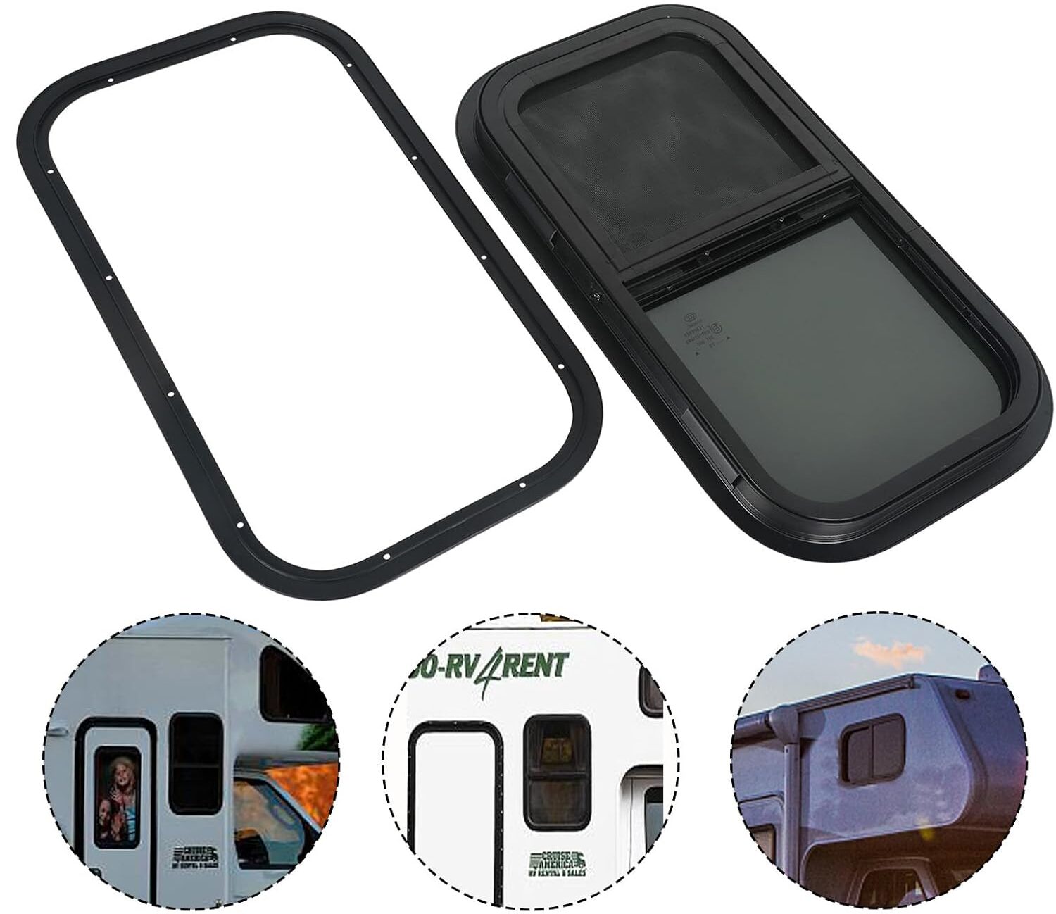 Παράθυρο κατακόρυφης ανύψωσης 400x550mm με πλαίσιο στερέωσης για εγκατάσταση σε camper και RV.