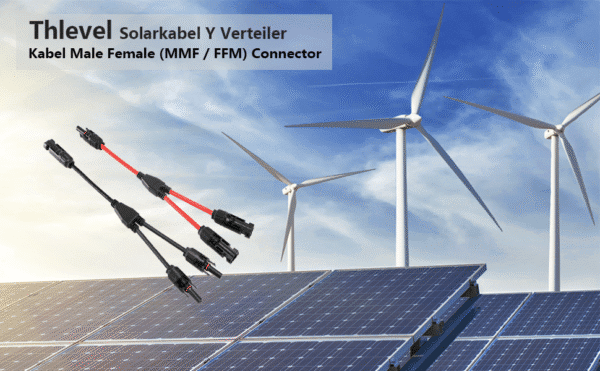 Thlevel Solar Cable, Y Splitter, Solar Panel Cable, Male and Female/MMF and FFM Connector, Photovoltaic Connector, 2 Pairs