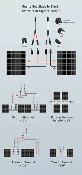 mc4 y connector, solar branch connector, mc4 splitter, mc4 parallel, pv connector, tinned copper, ip67, 30a 1000v