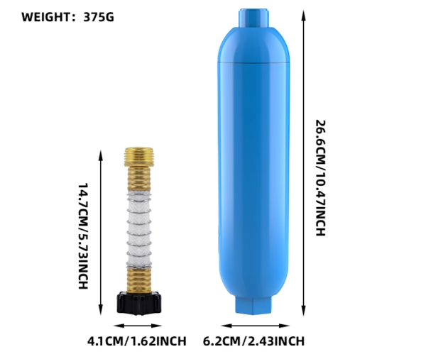 Ανταλλακτικό φίλτρο νερού RV SR36 με διαστάσεις και αντάπτορα για τροχόσπιτο camper van και σκάφος